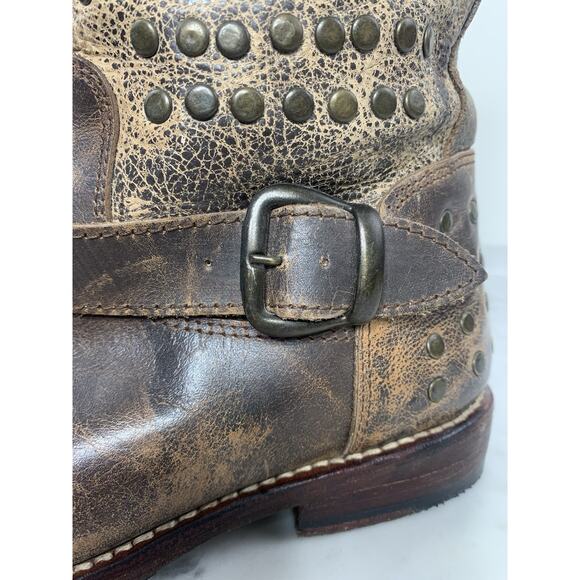 BED STU Cobbler Series Moto Boots Women 6 Brown Leather Studded Distressed NWT - Picture 7 of 12